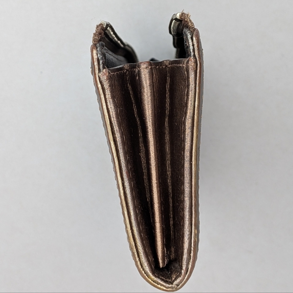 Coach Wallet Signature Monogram Bronze Tan Metallic Stripe Canvas & Leather Zip - Picture 7 of 13